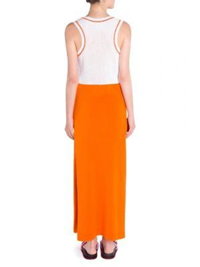 Shop Fendi Logo Knit Tank Dress In Orange