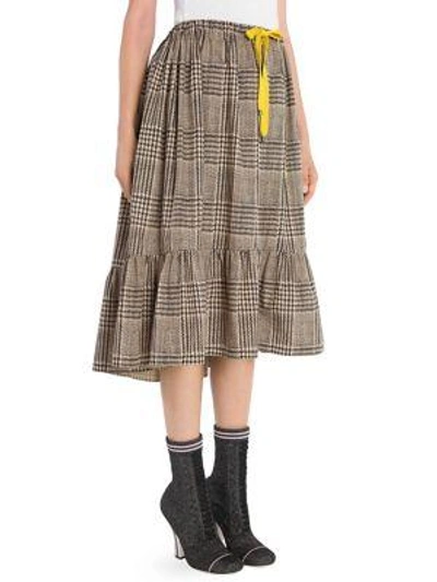 Shop Fendi Prince Of Wales Check Skirt In Black-white