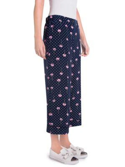 Shop Miu Miu Cropped Pajama Pants In Blue White