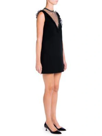 Shop Miu Miu Cady Faille Embroidered Shift Dress In Black