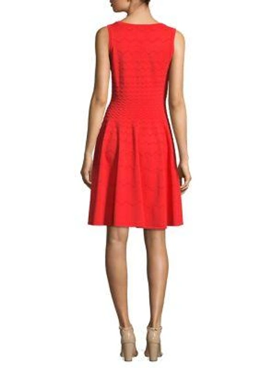 Shop Milly Chevron Fit-and-flare Dress In Poppy