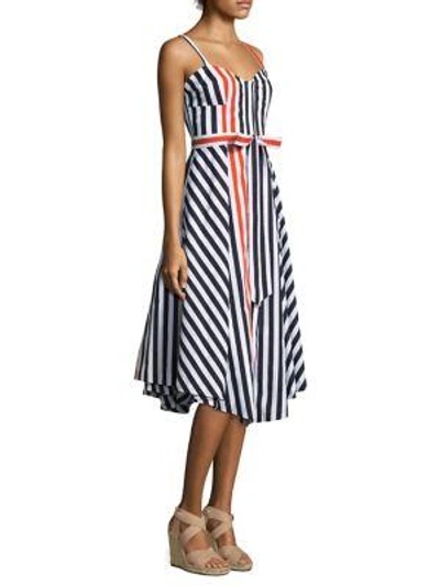 Shop Milly Stripe Bustier Midi Dress In Multi