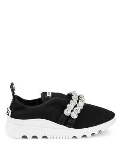 Shop Miu Miu Embellished Trainers In Black