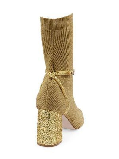 Shop Miu Miu Glitter Sock Pumps In Argento