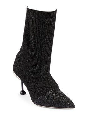 Shop Miu Miu Cap Toe Sock Booties In Black