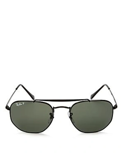 Shop Ray Ban Ray-ban Unisex Marshal Polarized Hexagonal Sunglasses, 54mm In Black/green Solid Polarized