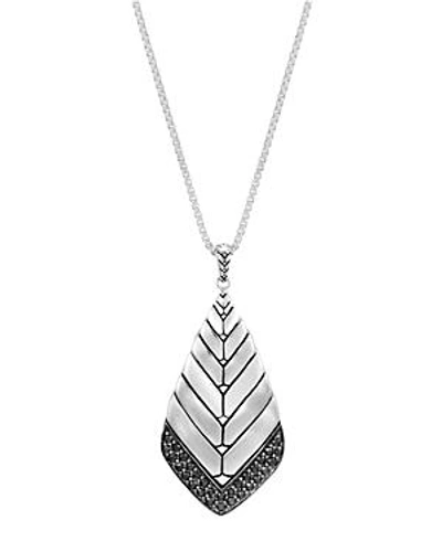Shop John Hardy Sterling Silver Modern Chain Brushed Pendant Necklace With Black Sapphire, 36 In Black/silver