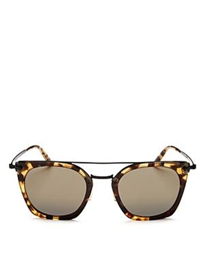 Shop Oliver Peoples Women's Dacette Brow Bar Mirrored Square Sunglasses, 50mm In Hickory Tortoise/graphite Gold Mirror