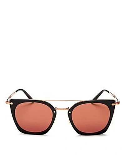 Shop Oliver Peoples Women's Dacette Brow Bar Mirrored Square Sunglasses, 50mm In Black/burgundy Gold Mirror