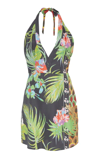 Shop Cynthia Rowley Tate Halter Neck Mini Dress In Print