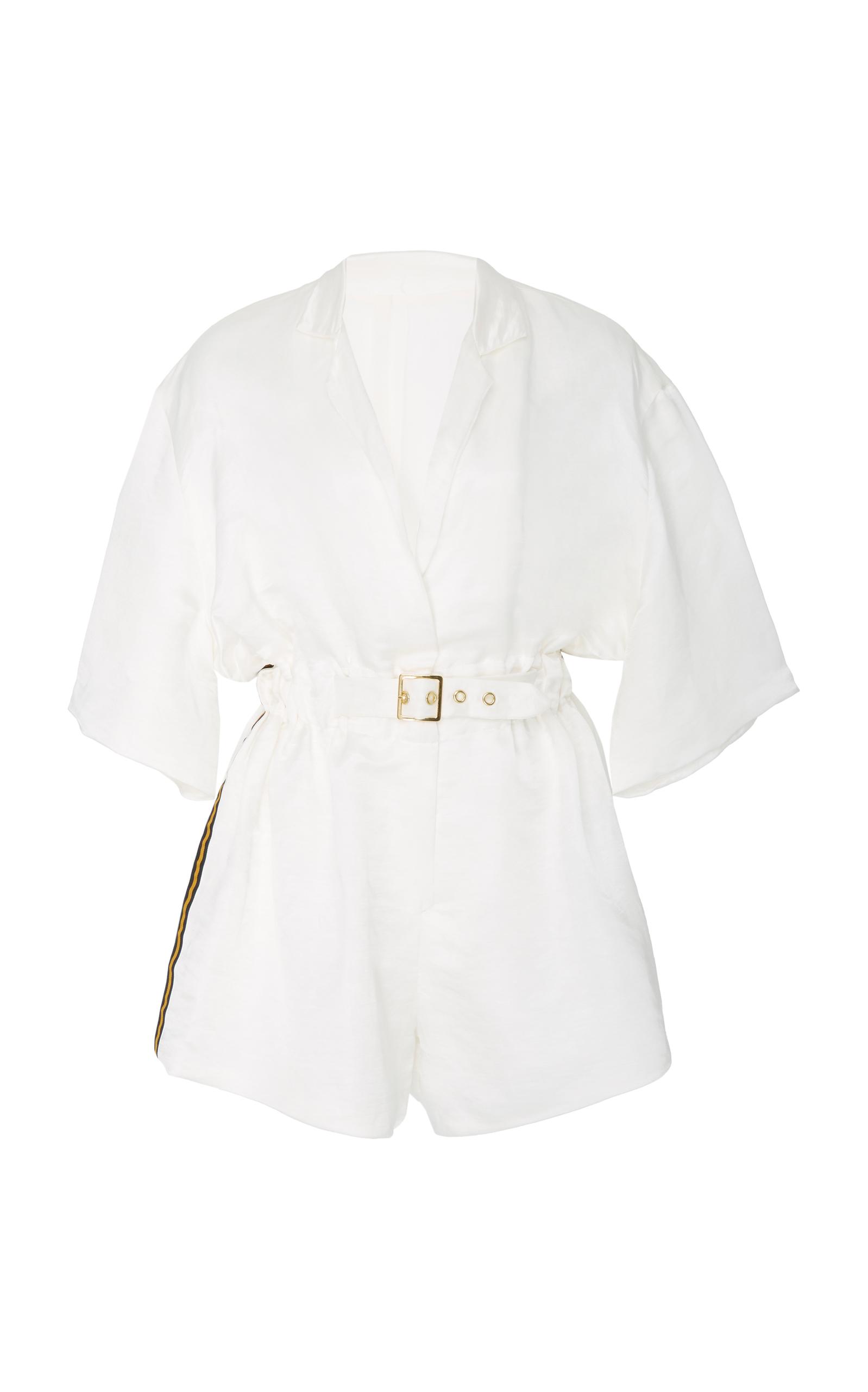 Cynthia Rowley Hudson Belted Silk Romper In White | ModeSens