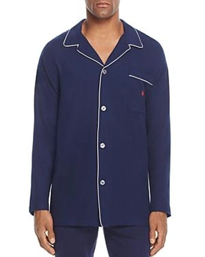 Shop Polo Ralph Lauren Flannel Pajama Shirt In Navy Blue