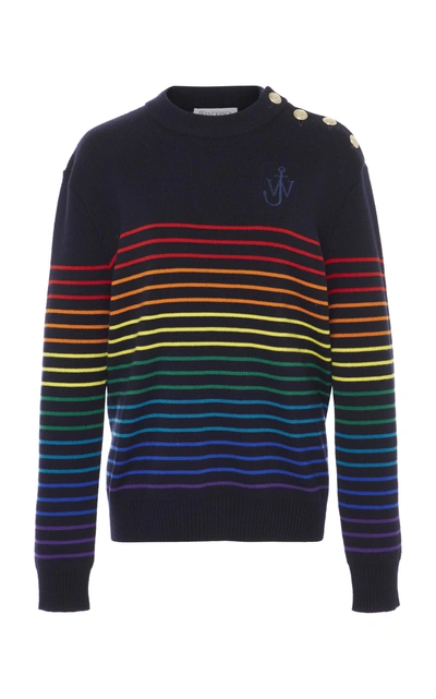 Shop Jw Anderson Striped Merino Wool Sweater