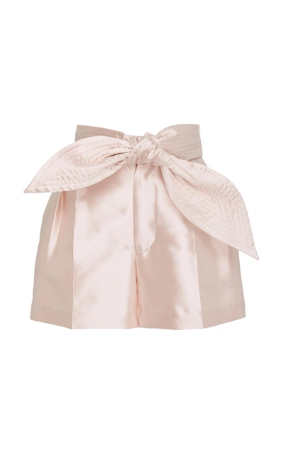 Shop Cynthia Rowley Phoebe Pleated Silk Wool Short In Pink