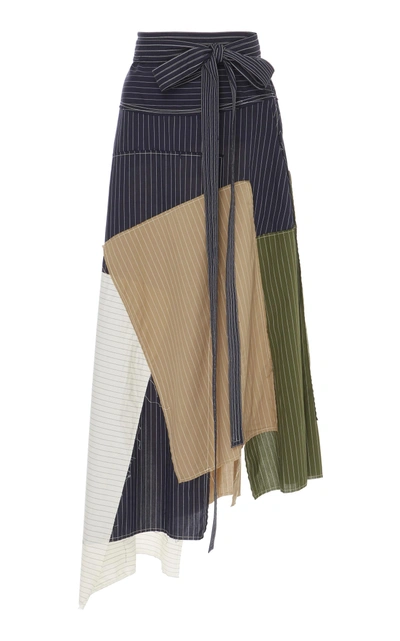 Shop Jw Anderson Patchwork Cotton Skirt In Navy