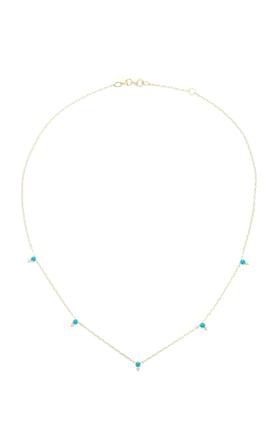 Shop Ila Devere 14k Gold Turquoise And Diamond Necklace In Blue