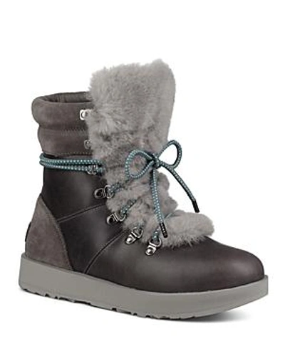 Shop Ugg Vicki Waterproof Leather & Sheepskin Boots In Metal