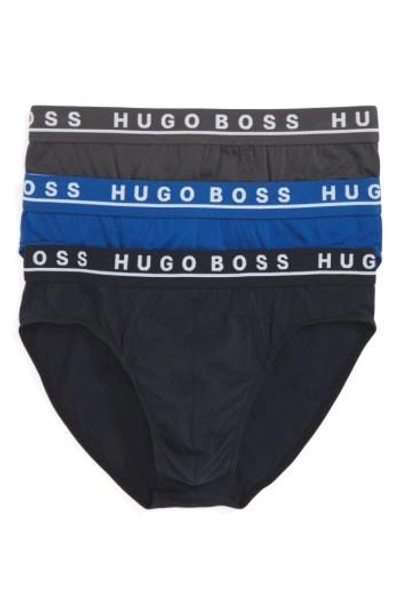Shop Hugo Boss Assorted 3-pack Stretch Cotton Briefs In Navy/ Deep Blue/ Charcoal