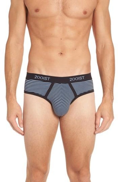 Shop 2(x)ist Cotton No-show Briefs In Micro Stripe Black