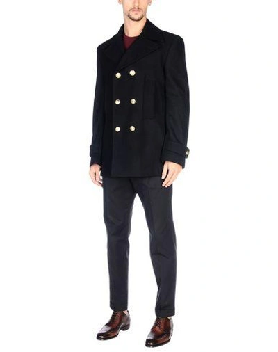 Shop Versace Coat In Black