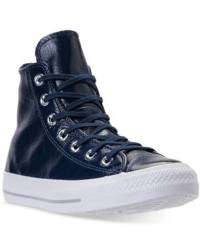 Shop Converse Women's Chuck Taylor High-top Patent Casual Sneakers From Finish Line In Midnight Navy