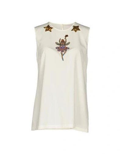 Shop Dolce & Gabbana Woman Top White Size 4 Silk, Elastane