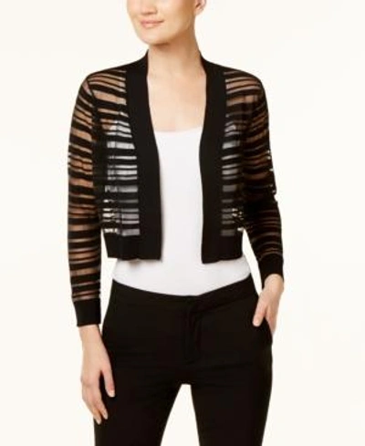 Shop Calvin Klein Sheer-stripe Shrug Cardigan In Black