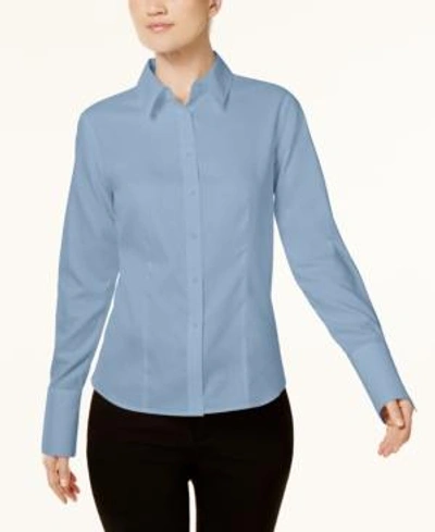 Shop Calvin Klein Cotton Shirt In Light Blue