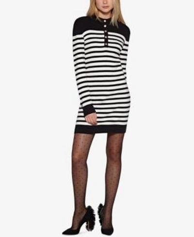 Shop Avec Les Filles Cotton Parisian Striped Tunic Dress In Black/white