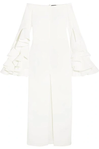 Shop Ellery Ruffled Crepe Gown In White