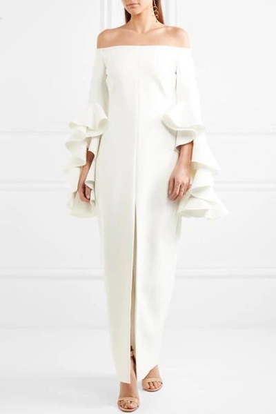 Shop Ellery Ruffled Crepe Gown In White