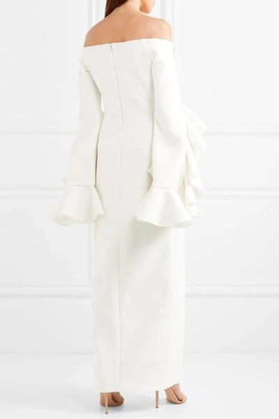 Shop Ellery Ruffled Crepe Gown In White