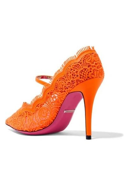 Shop Gucci Virginia Crystal-embellished Corded Lace Mary Jane Pumps