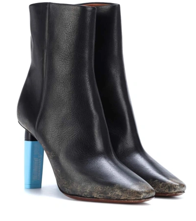 Shop Vetements Leather Ankle Boots In Black