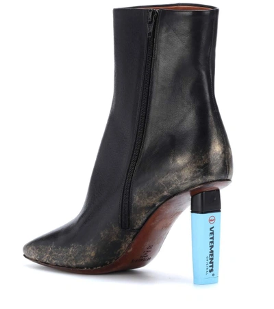 Shop Vetements Leather Ankle Boots In Black