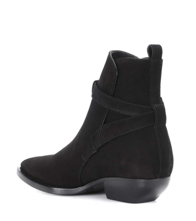 Shop Saint Laurent Theo 40 Suede Ankle Boots In Black