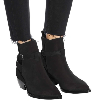 Shop Saint Laurent Theo 40 Suede Ankle Boots In Black