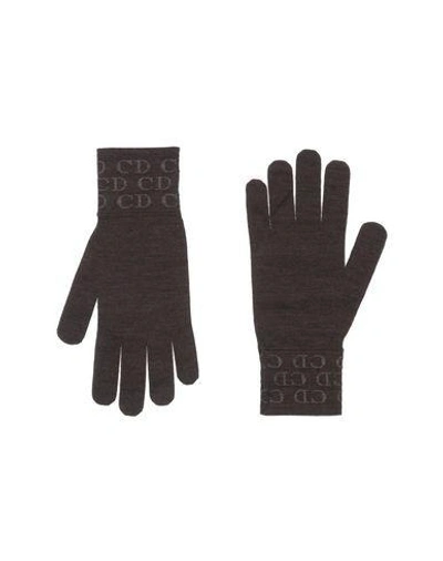Shop Dior Gloves In Dark Brown