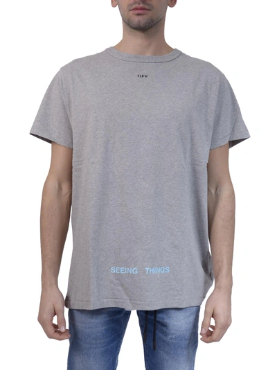 Shop Off-white Grey Big Check T-shirt