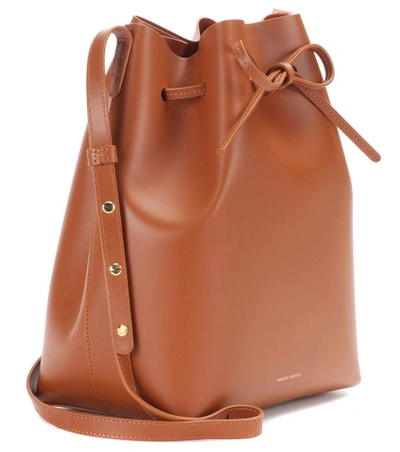 Shop Mansur Gavriel Leather Bucket Bag In Brown