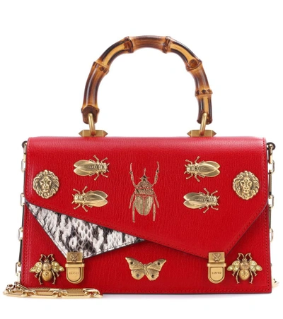 Shop Gucci Ottilia Small Leather Shoulder Bag In Red
