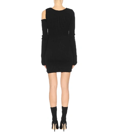 Shop Amiri Ribbed Cotton And Cashmere Dress In Llack