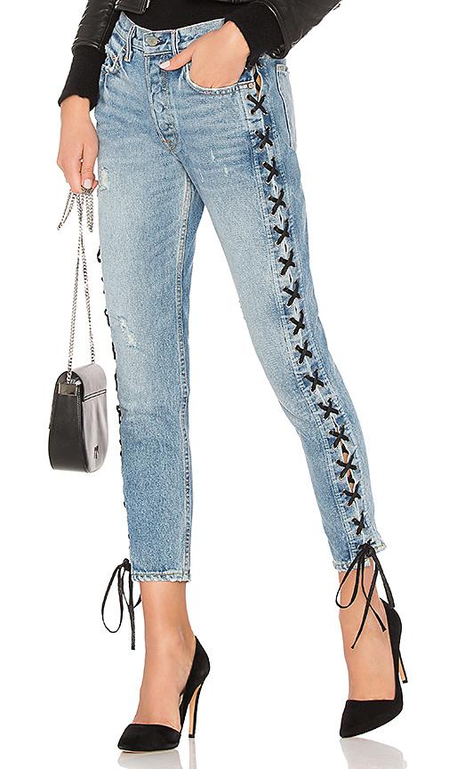lace up detail jeans