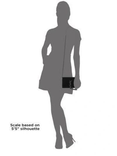Shop Saint Laurent Kate Monogram Tassel Velvet Shoulder Bag In Noir