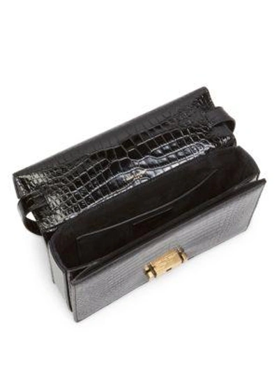 Shop Saint Laurent Medium Bellechase Flap Faux-crocodile Leather Crossbody Bag In Noir