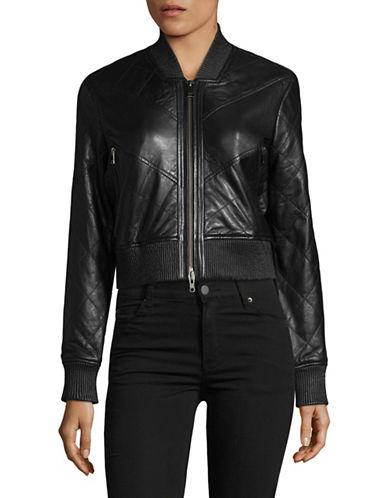 Lamarque Darby Crop Leather Bomber Jacket-black | ModeSens