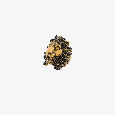 Shop Gucci Lion Head Ring In Metallic