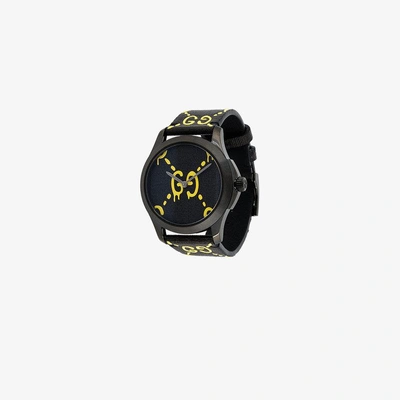 Shop Gucci Stainless Steel G-timeless Ghost Watch In Black