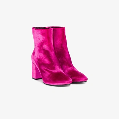 Shop Balenciaga Pink Velvet Ville 85 Boots In Pink/purple
