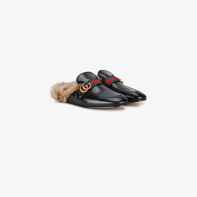 Shop Gucci Princetown Leather Slipper With Double G In Black